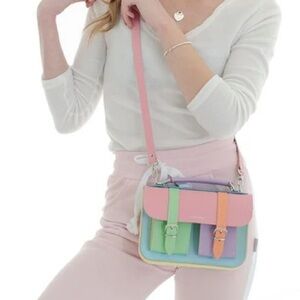 GRAFEA MICRO LINA II MICRO SATCHEL pastel color block pink purple green leather